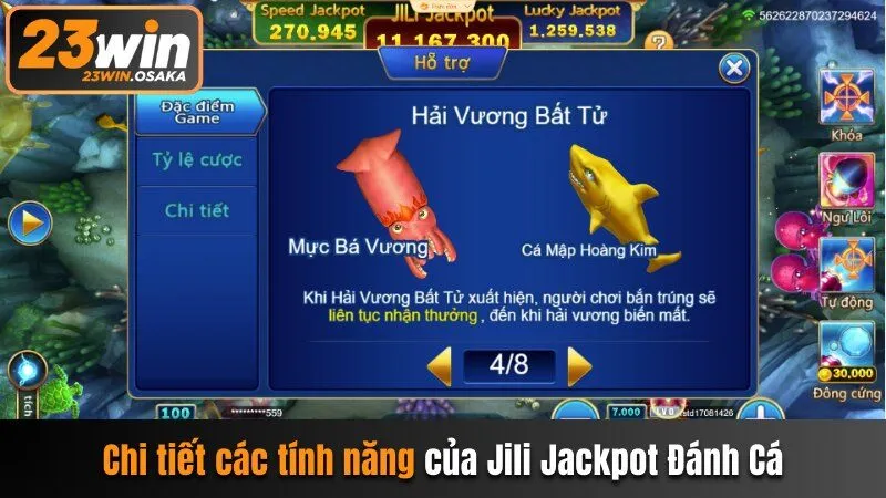 Chi tiết các tính năng của Jili Jackpot Đánh Cá