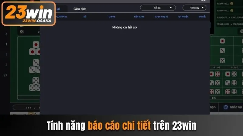 Tính năng báo cáo chi tiết trên 23win